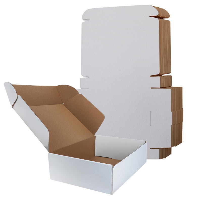 RLAVBL 11x8x2 Inches Shipping Boxes Set of 25, White Small Corrugated Cardboard Box, Mailer Boxes for Packing Small Business - Image 1